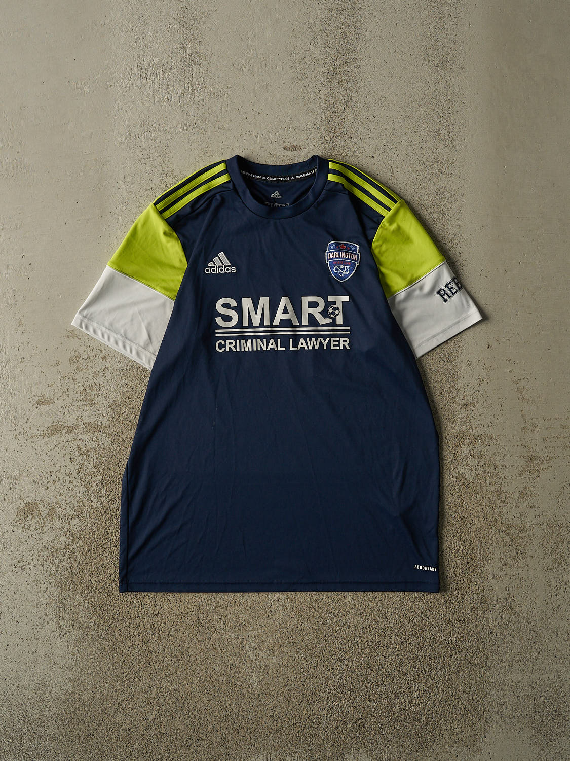 Vintage Y2K Navy Blue Darlington Soccer Jersey (L/XL)