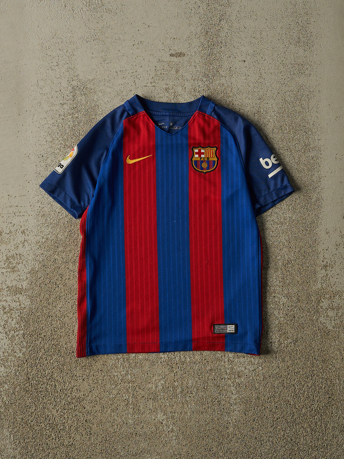 Vintage 16' Blue FC Barcelona Soccer Jersey (XXXS)