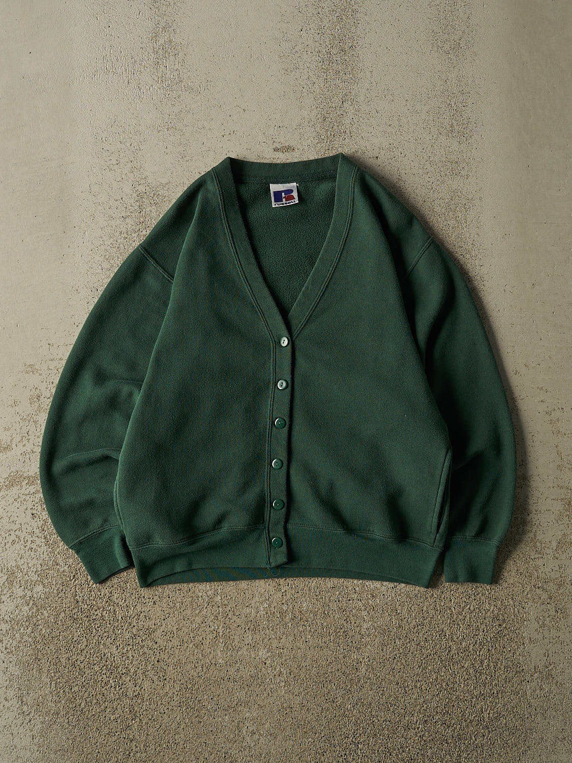 Vintage 90s Green Russell Athletic Cardigan Sweater (S)