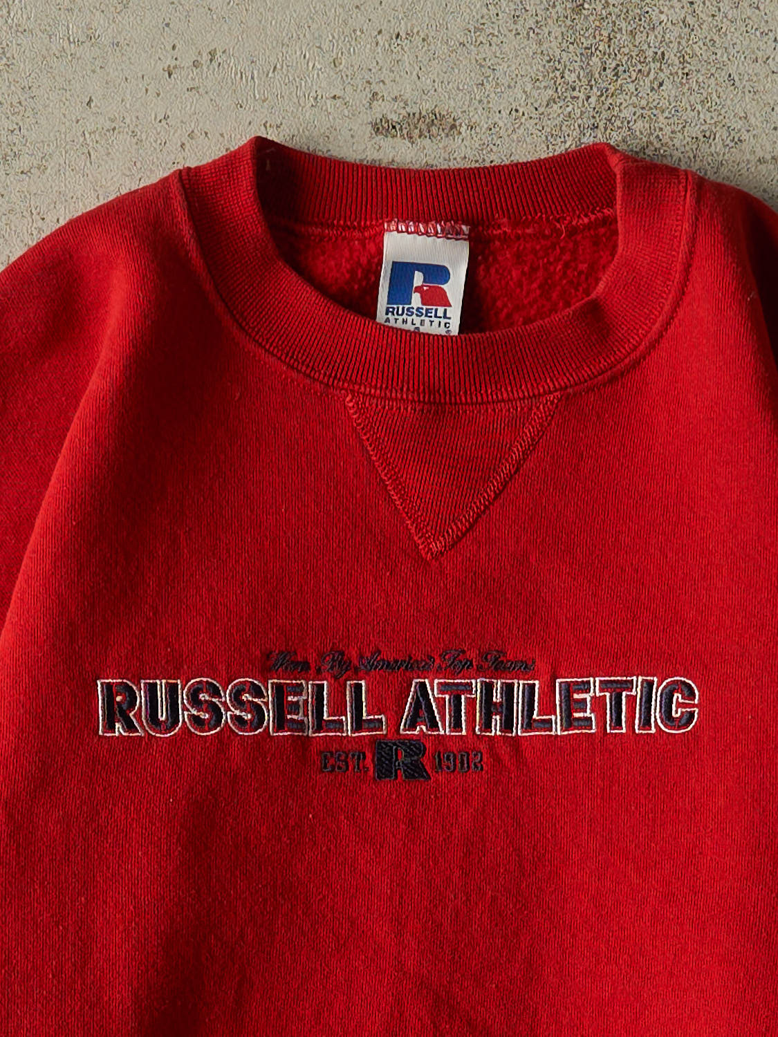 Vintage 90s Red Russell Athletic Embroidered Crewneck (S)