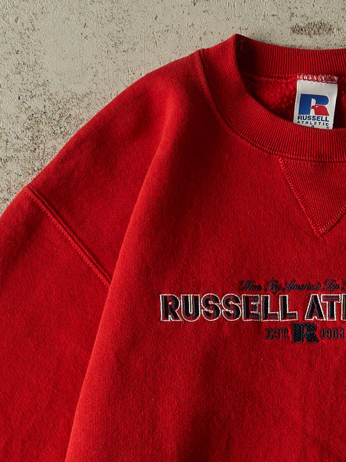 Vintage 90s Red Russell Athletic Embroidered Crewneck (S)