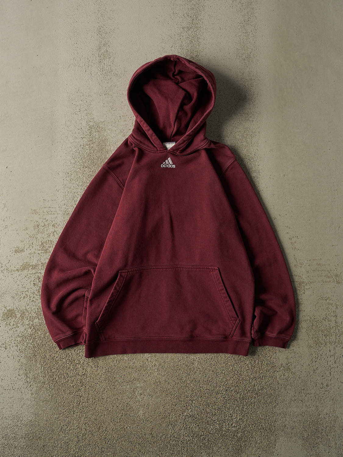 Vintage Y2K Burgundy Adidas Embroidered Hoodie (M)
