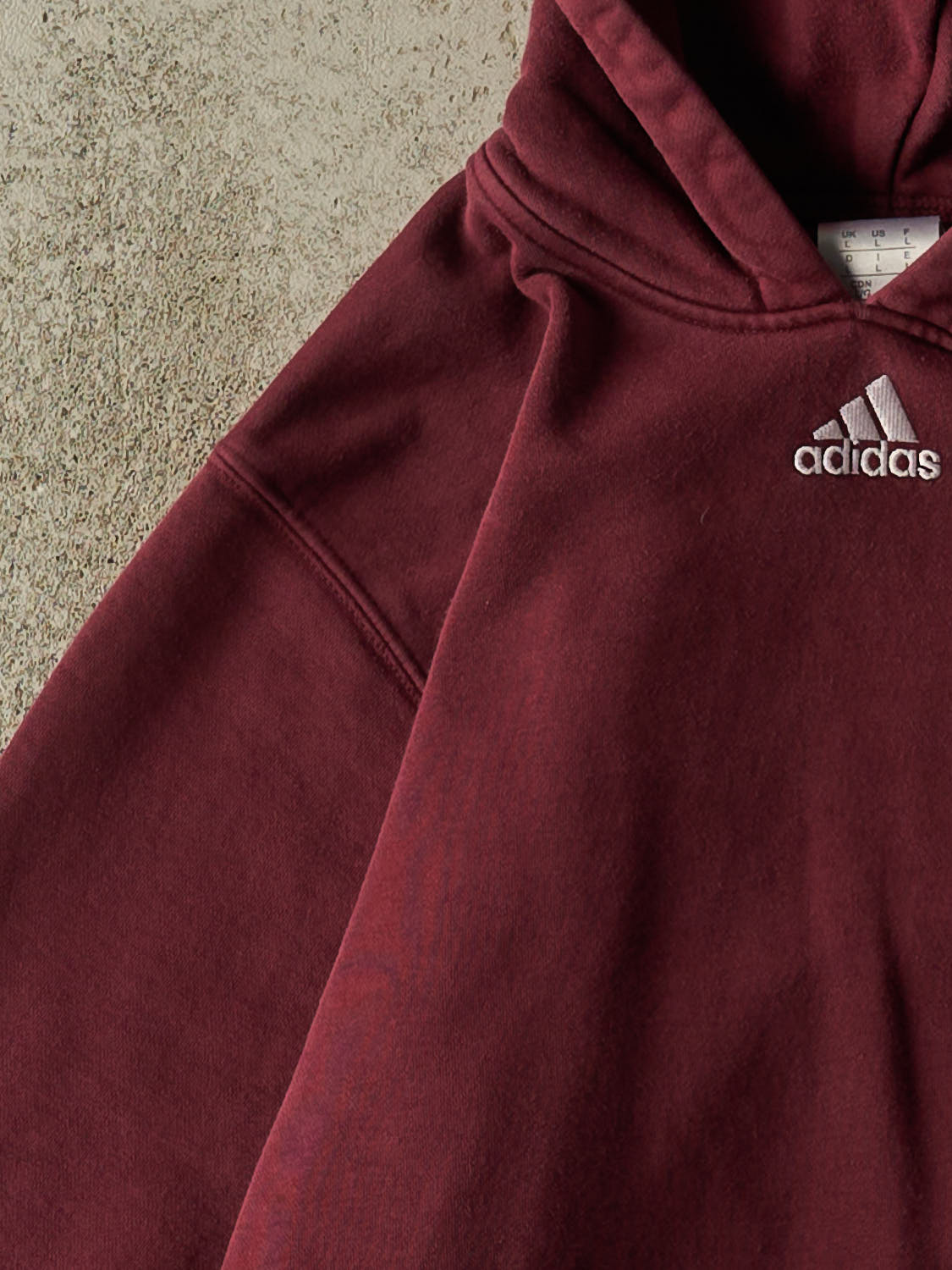 Vintage Y2K Burgundy Adidas Embroidered Hoodie (M)