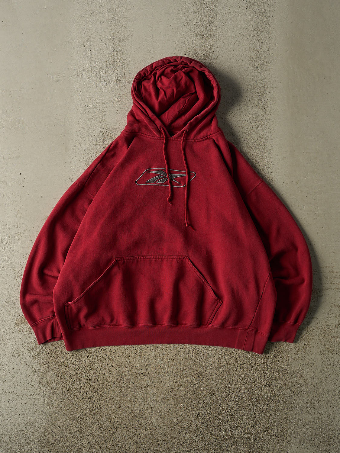 Vintage Y2K Burgundy Reebok Embroidered Hoodie (L/XL)