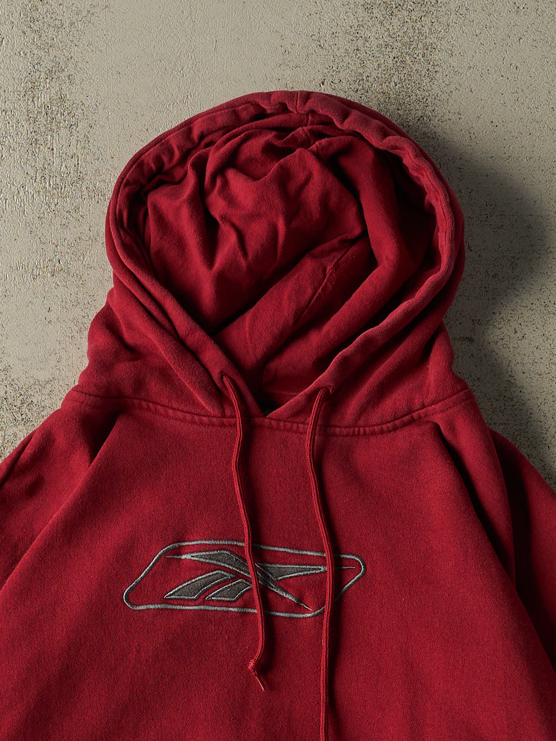 Vintage Y2K Burgundy Reebok Embroidered Hoodie (L/XL)