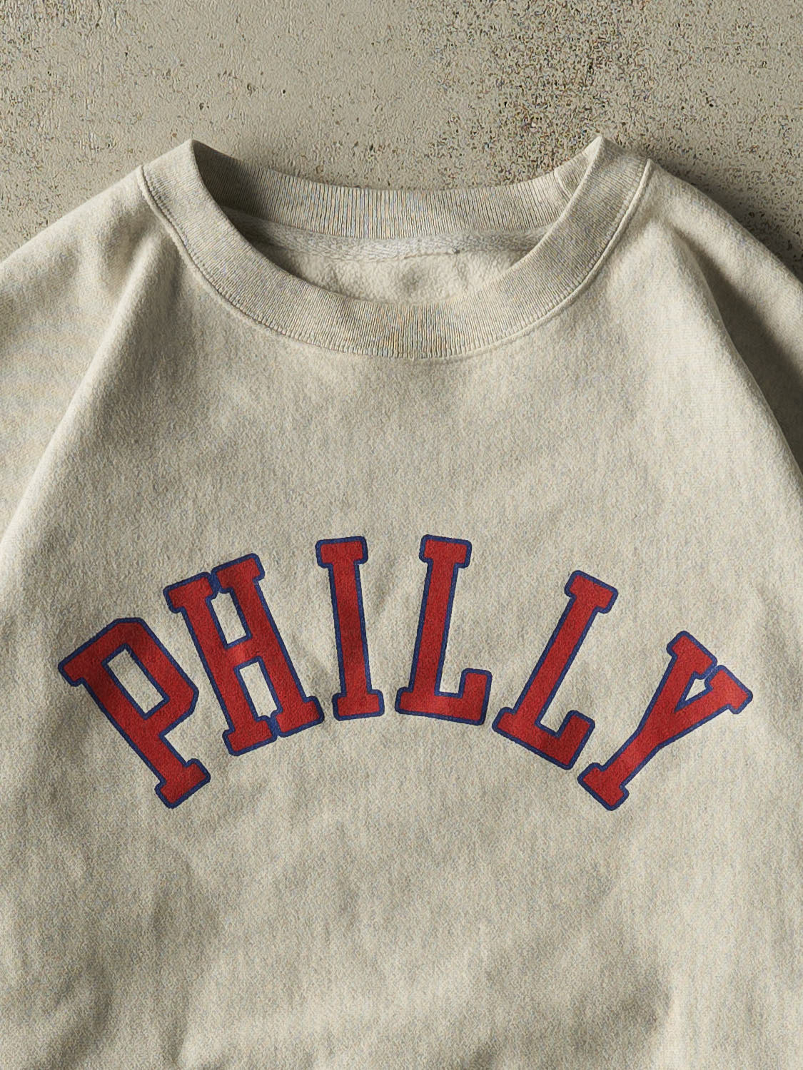 Vintage 90s Heather Grey Champion Reverse Weave Philly Crewneck (L/XL)