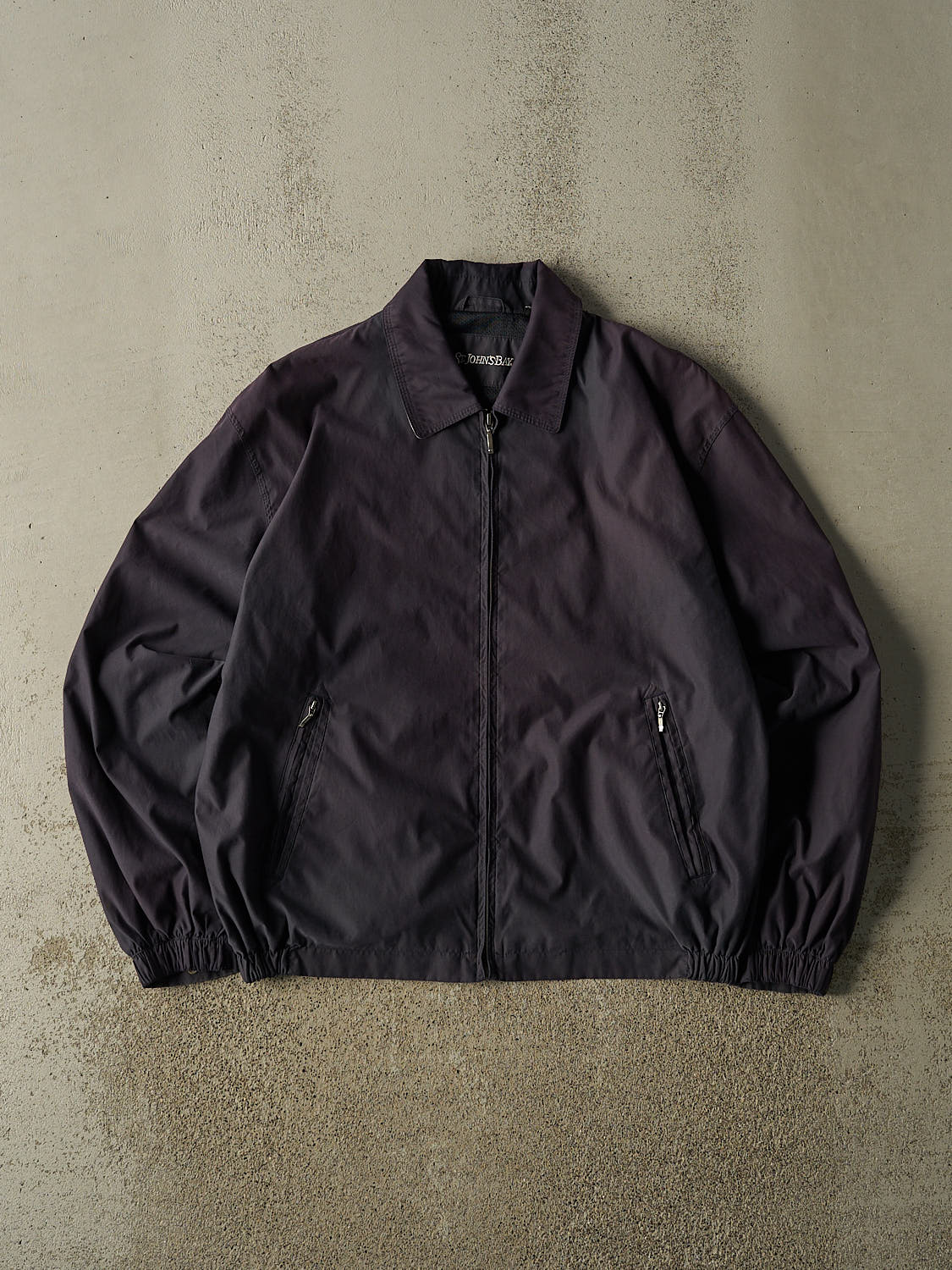 Vintage 90s Navy Blue St. Johns Bay Harrington Style Windbreaker Jacket (L/XL)