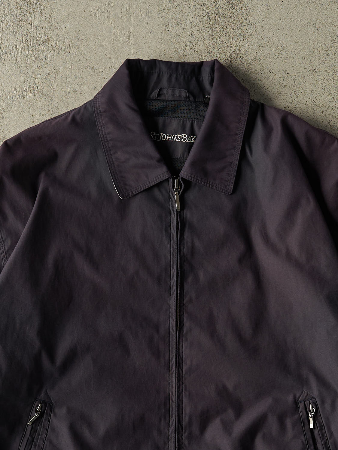 Vintage 90s Navy Blue St. Johns Bay Harrington Style Windbreaker Jacket (L/XL)
