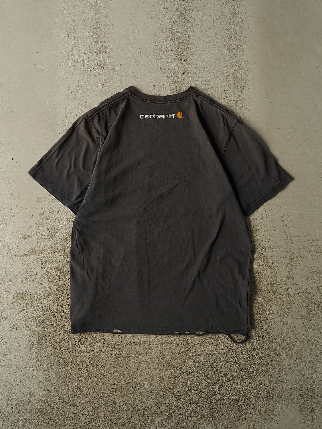 Vintage Y2K Faded Black Carhartt Logo Tee (XL)