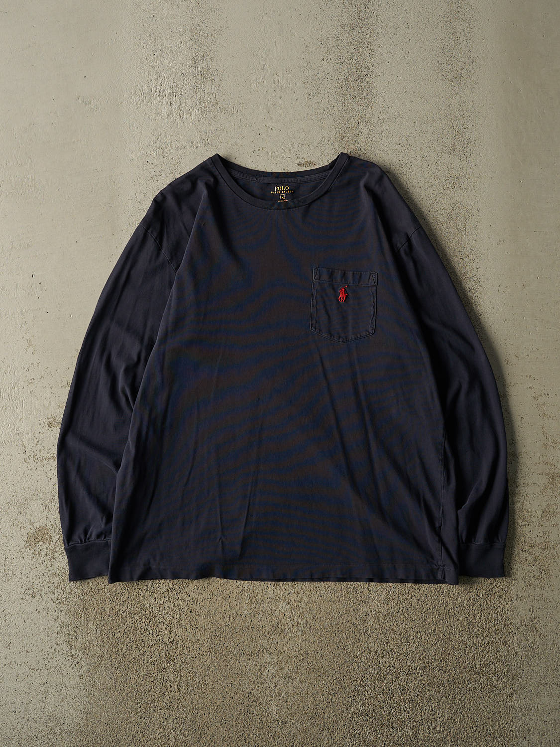 Vintage Y2K Navy Blue Polo Embroidered Pocket Long Sleeve (L/XL)