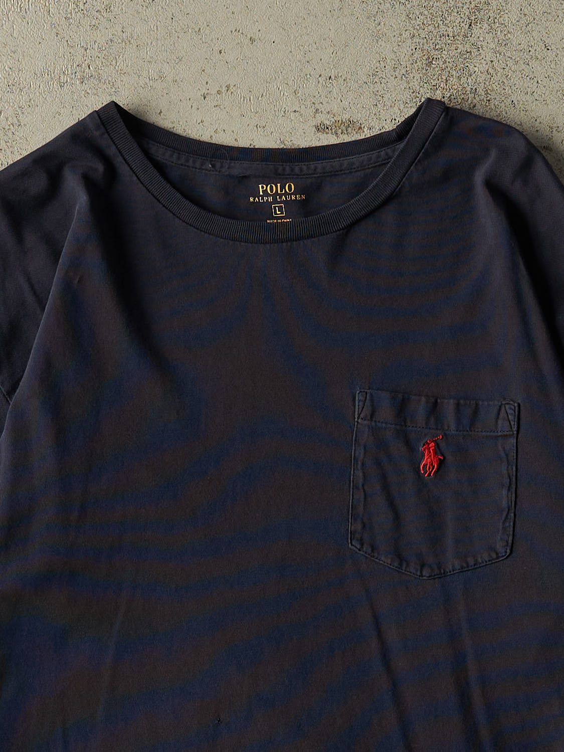 Vintage Y2K Navy Blue Polo Embroidered Pocket Long Sleeve (L/XL)