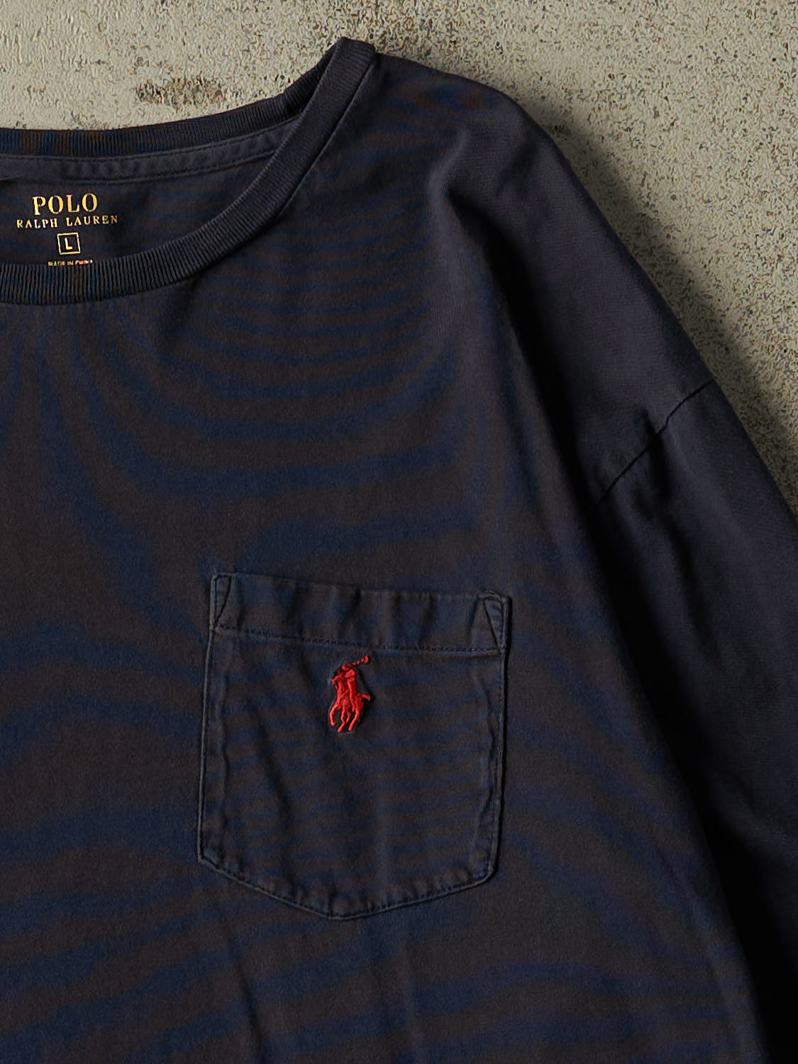 Vintage Y2K Navy Blue Polo Embroidered Pocket Long Sleeve (L/XL)