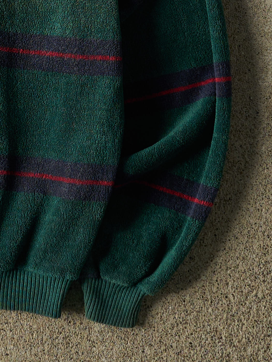 Vintage 90s Green Quarter Button Textured Long Sleeve (M)