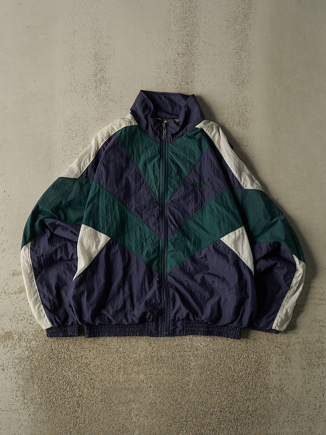 Vintage 90s Navy Blue Puma Windbreaker Jacket (L/XL)