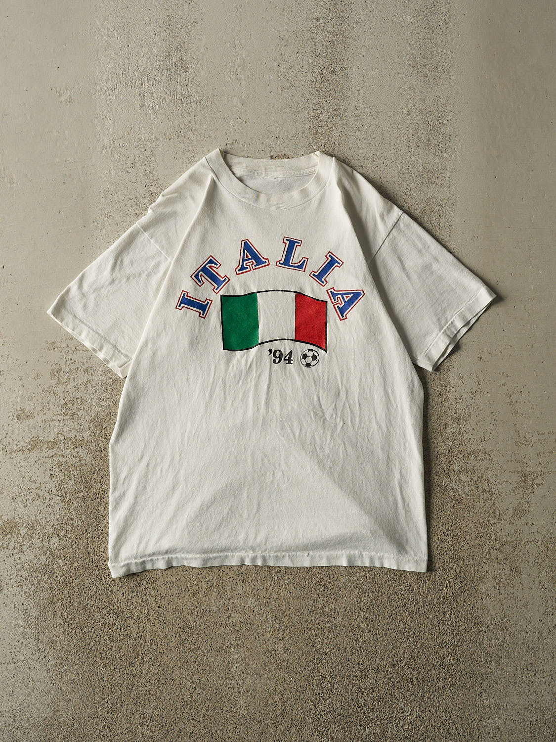 Vintage 94' White Italia Soccer Single Stitch Tee (M/L)