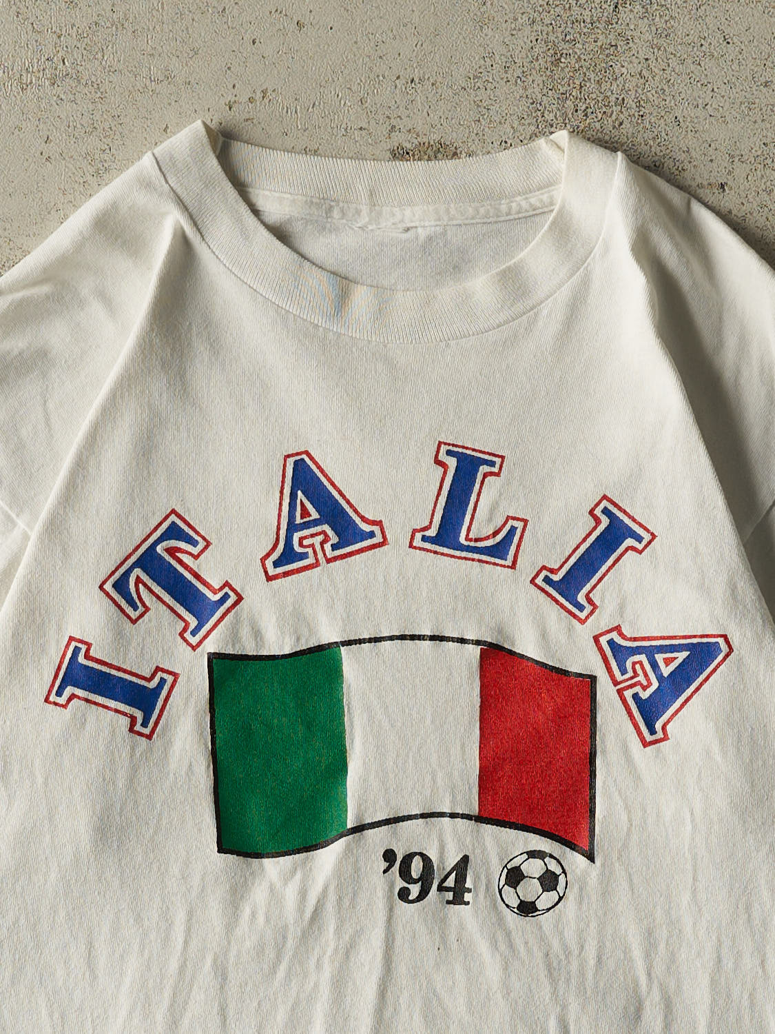 Vintage 94' White Italia Soccer Single Stitch Tee (M/L)