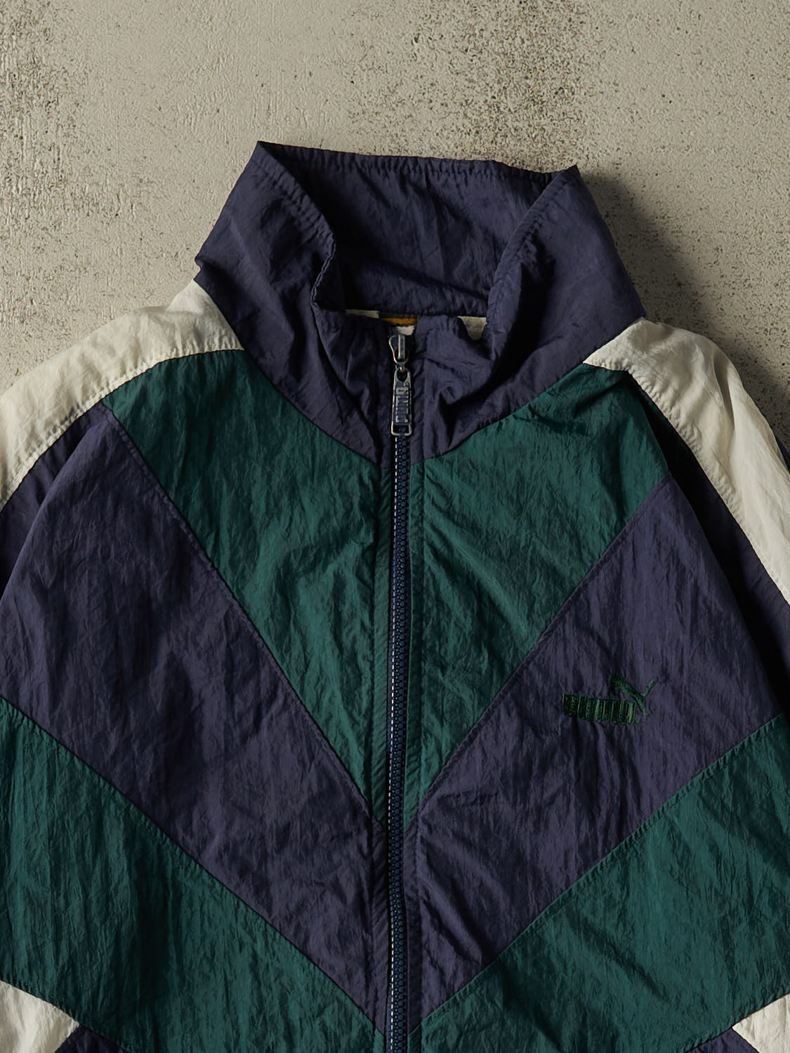 Vintage 90s Navy Blue Puma Windbreaker Jacket (L/XL)
