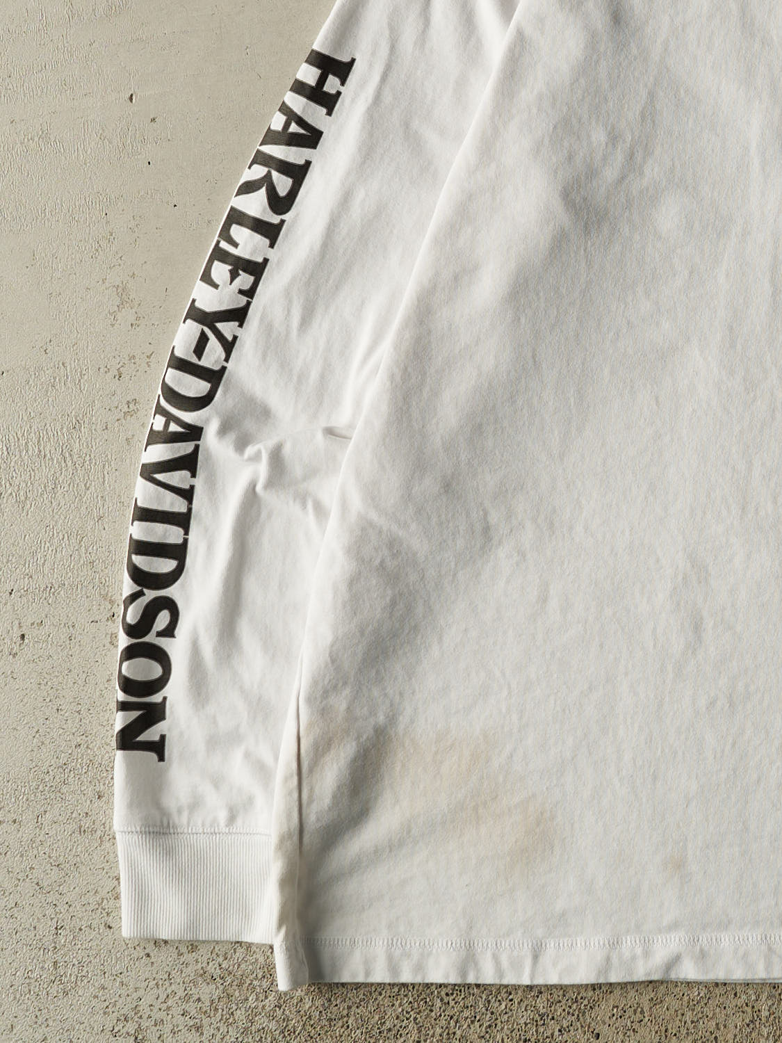 Vintage Y2K White Harley Davidson Long Sleeve (L/XL)