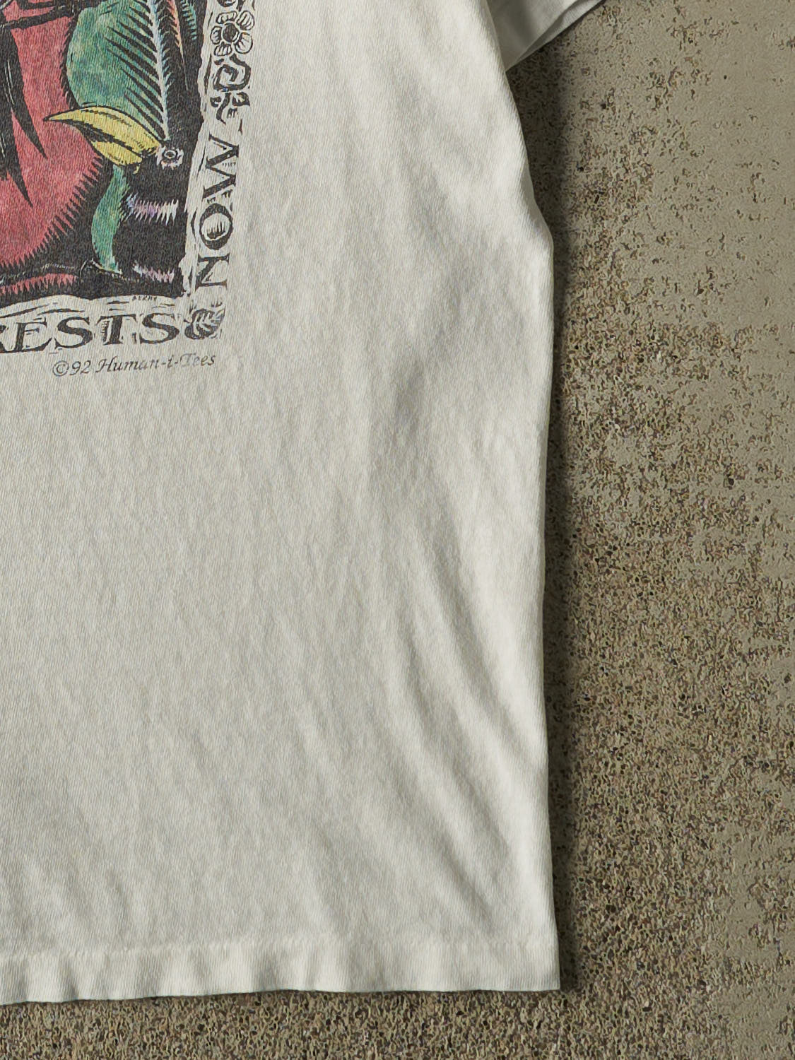 Vintage 92' White Save The Rainforests Art Single Stitch Tee (S/M)