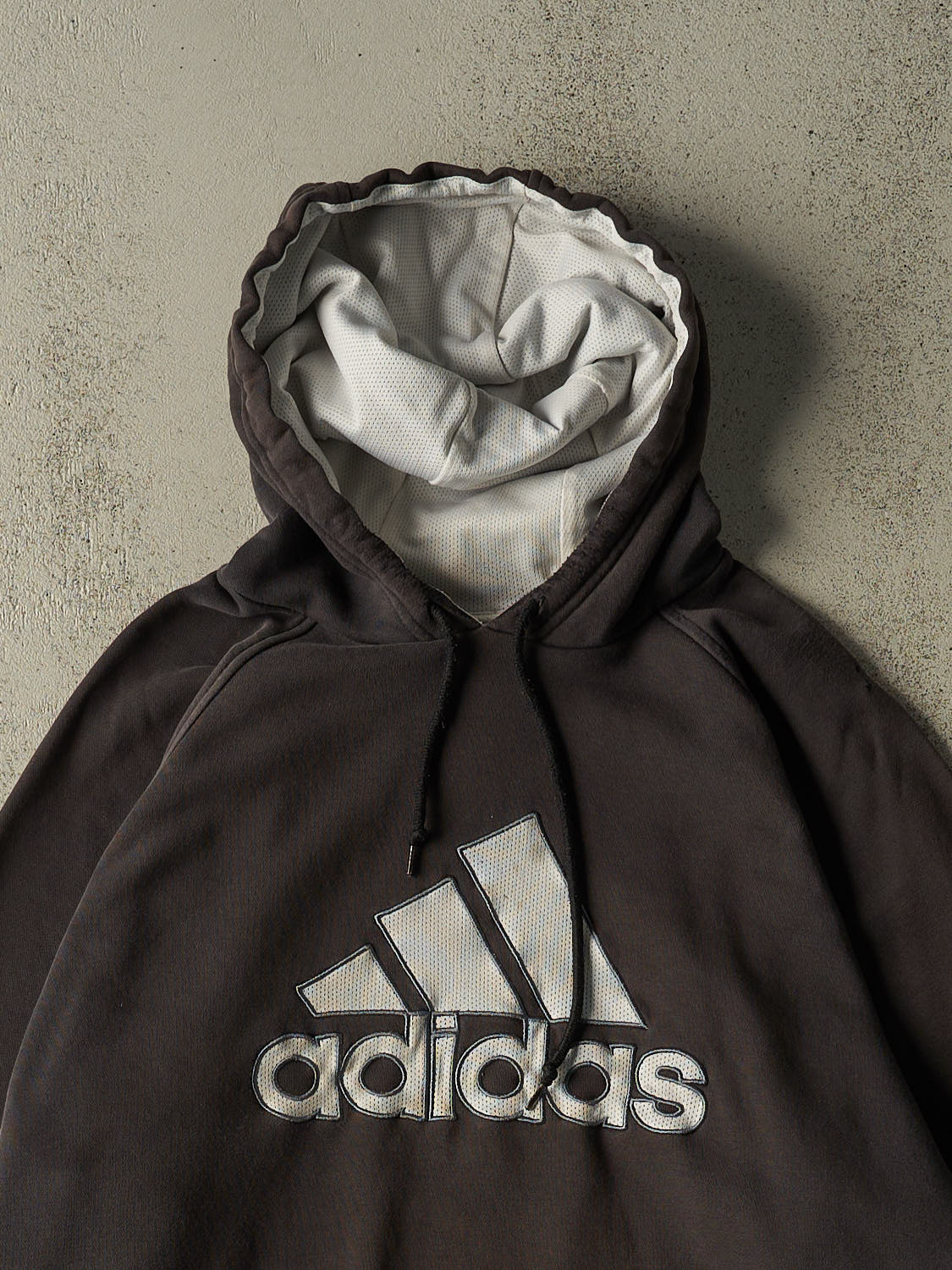 Vintage Y2K Faded Black Adidas Embroidered Hoodie (XXL)