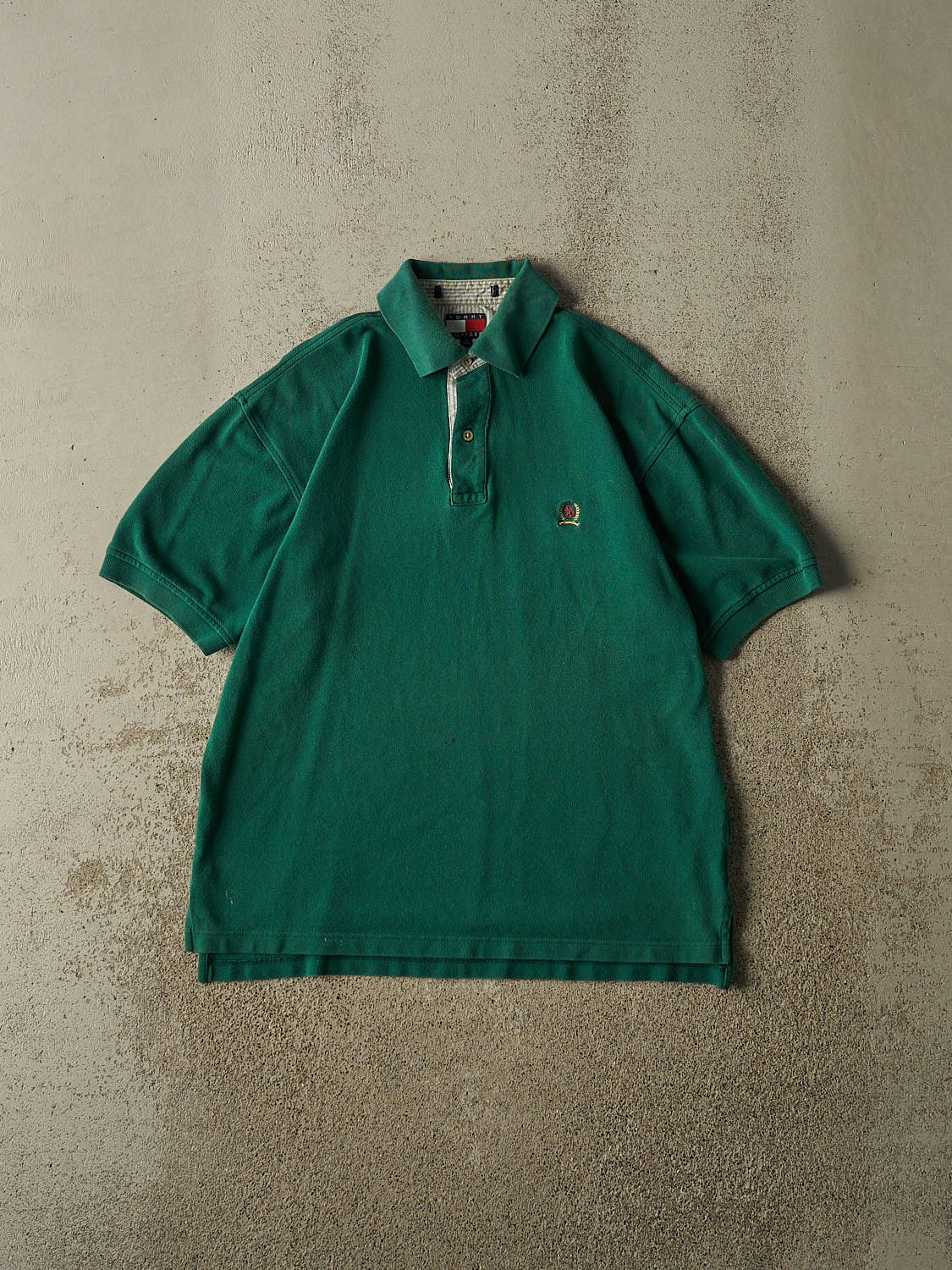 Vintage 90s Green Tommy Hilfiger Quarter Button Tee (M)