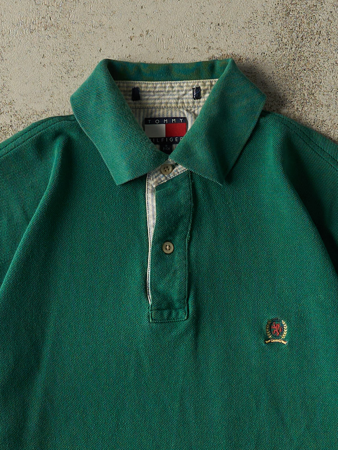 Vintage 90s Green Tommy Hilfiger Quarter Button Tee (M)