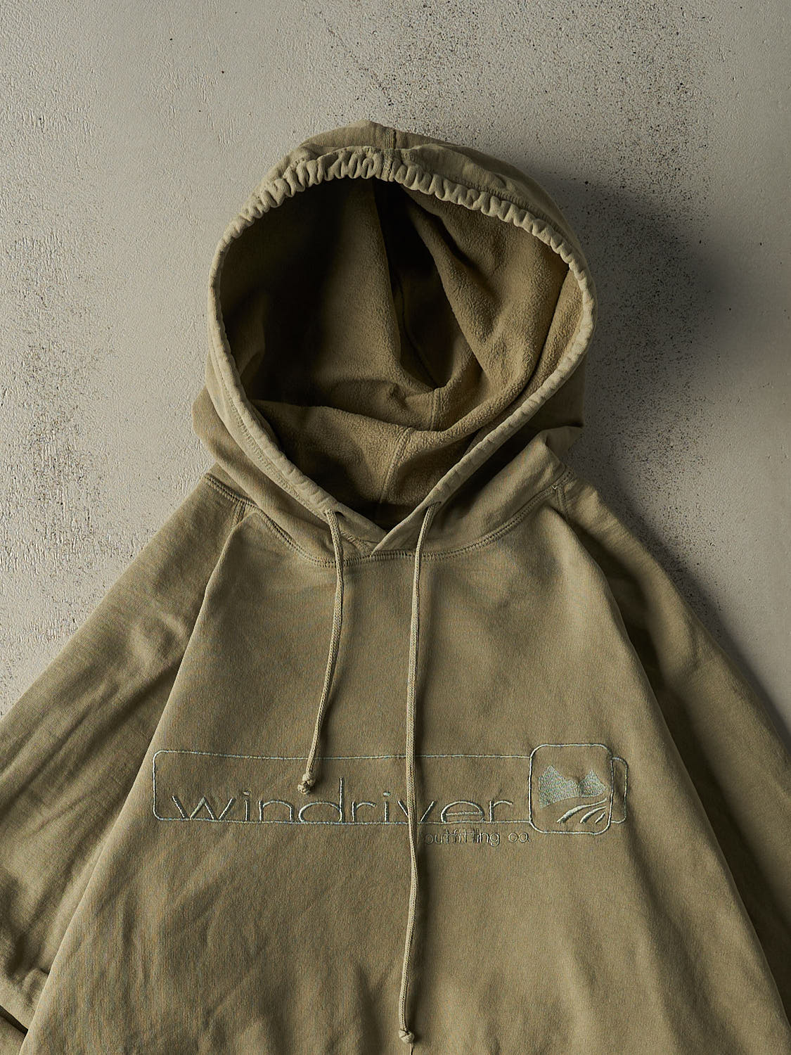 Vintage Y2K Washed Green Wind River Embroidered Hoodie (XL/XXL)
