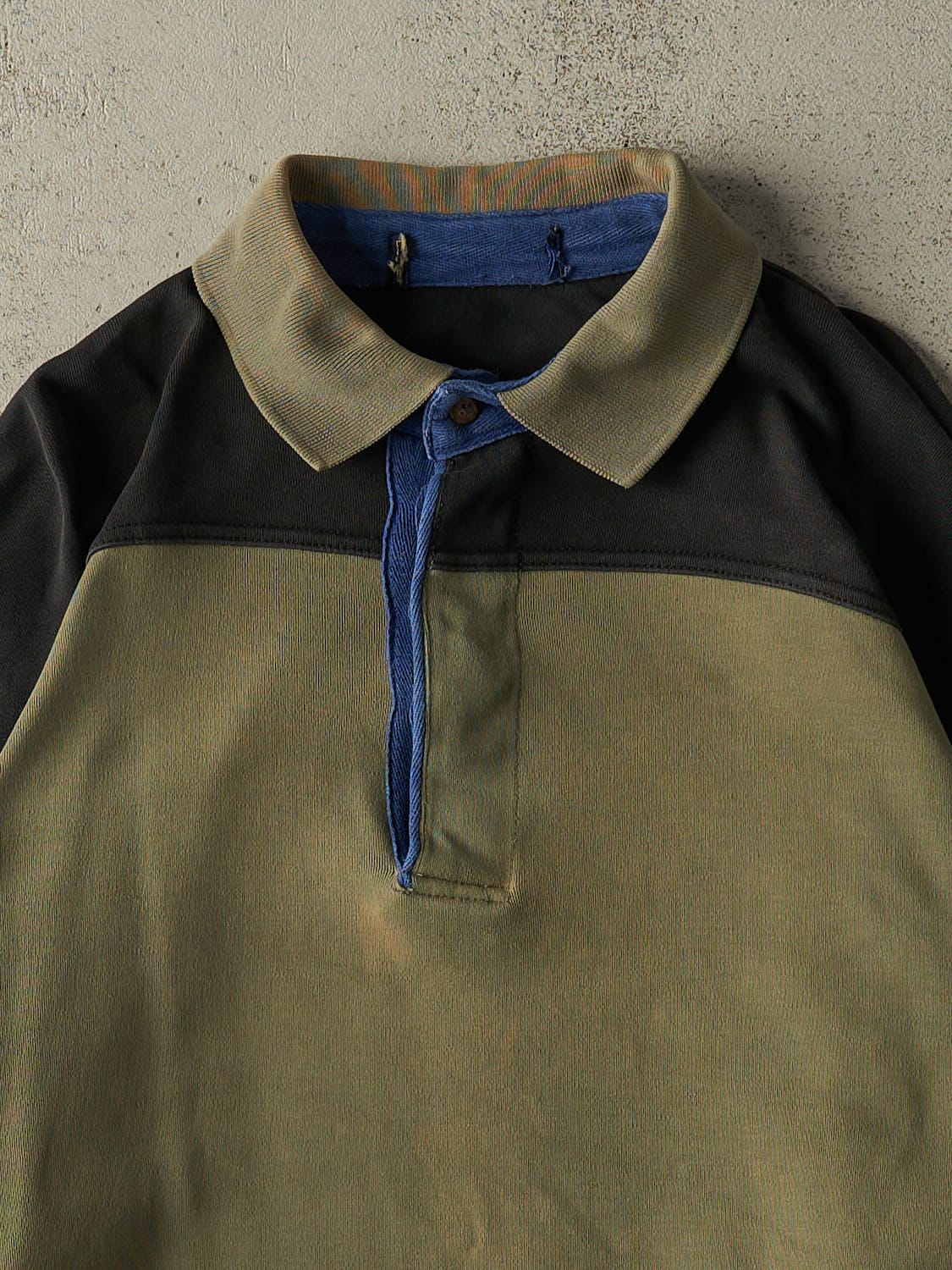 Vintage 90s Green & Black Quarter Button Sweater (L)
