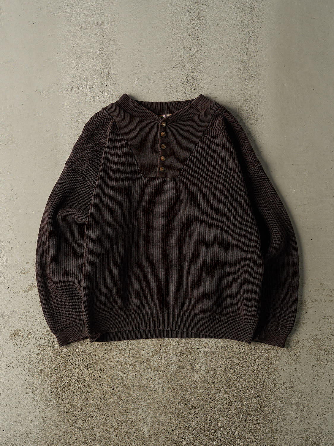 Vintage 90s Brown Quarter Button Knit (L/XL)