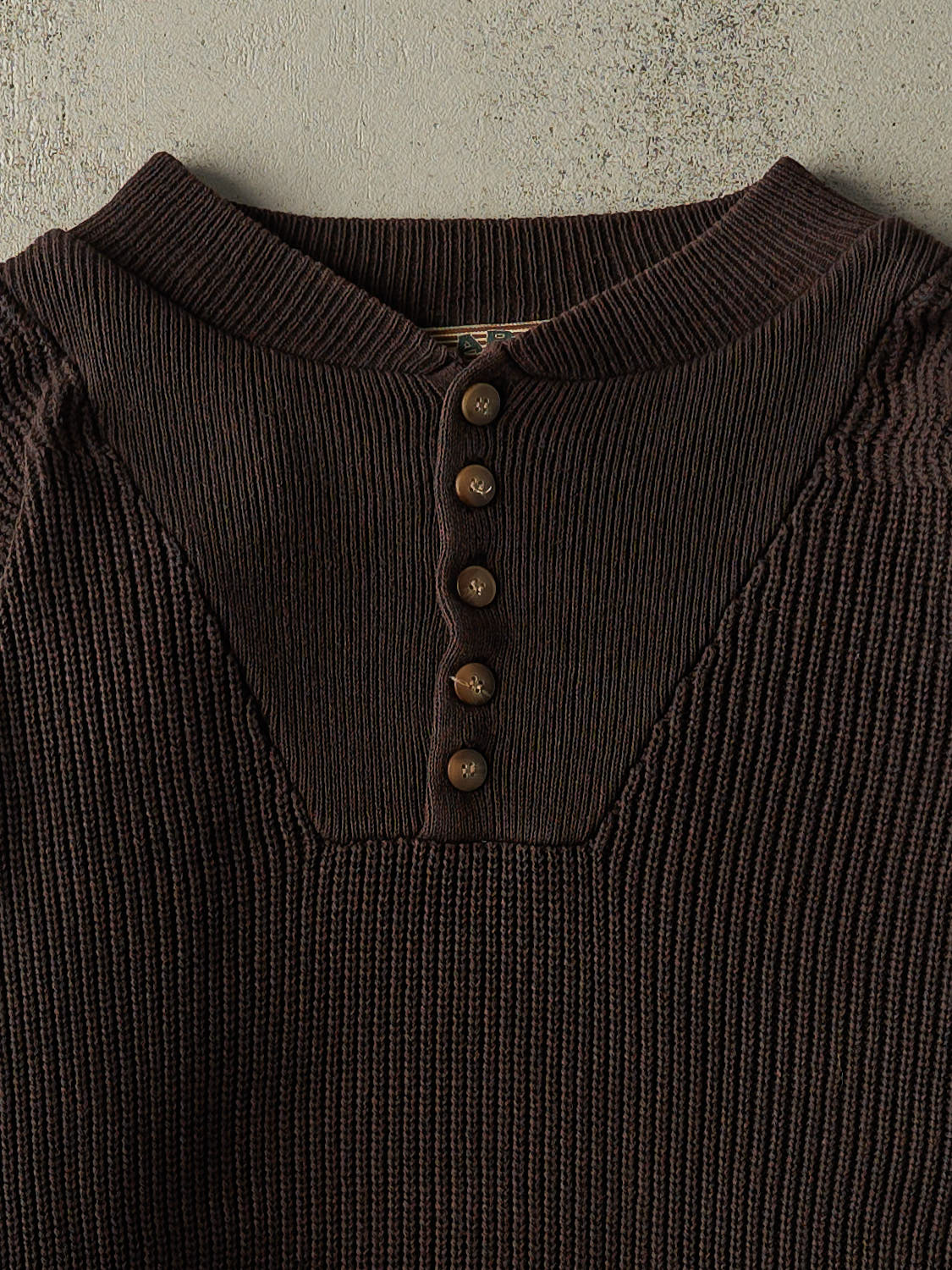 Vintage 90s Brown Quarter Button Knit (L/XL)