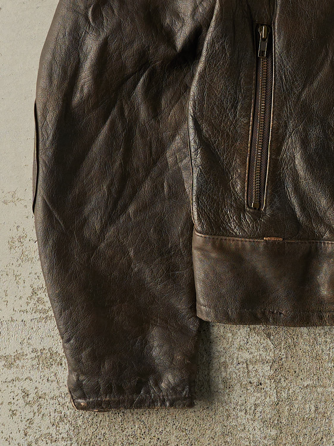 Vintage 90s Brown Biker Leather Jacket (S)