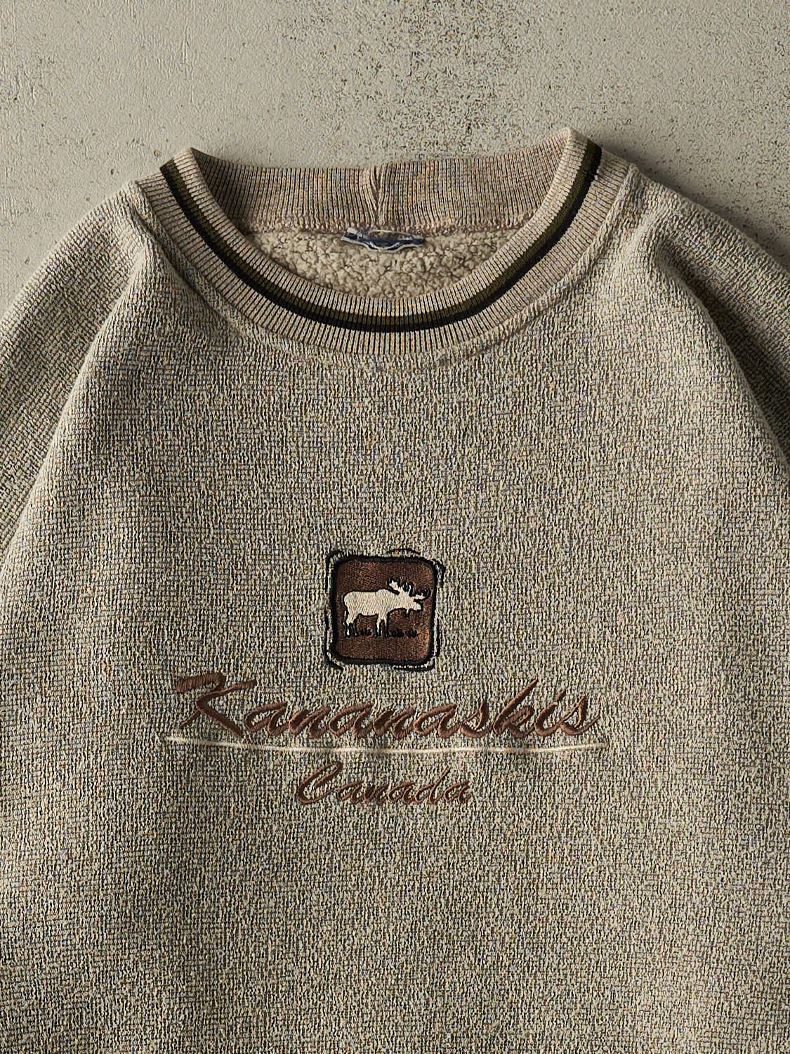 Vintage 90s Beige Kananaskis Canada Embroidered Crewneck (XL)