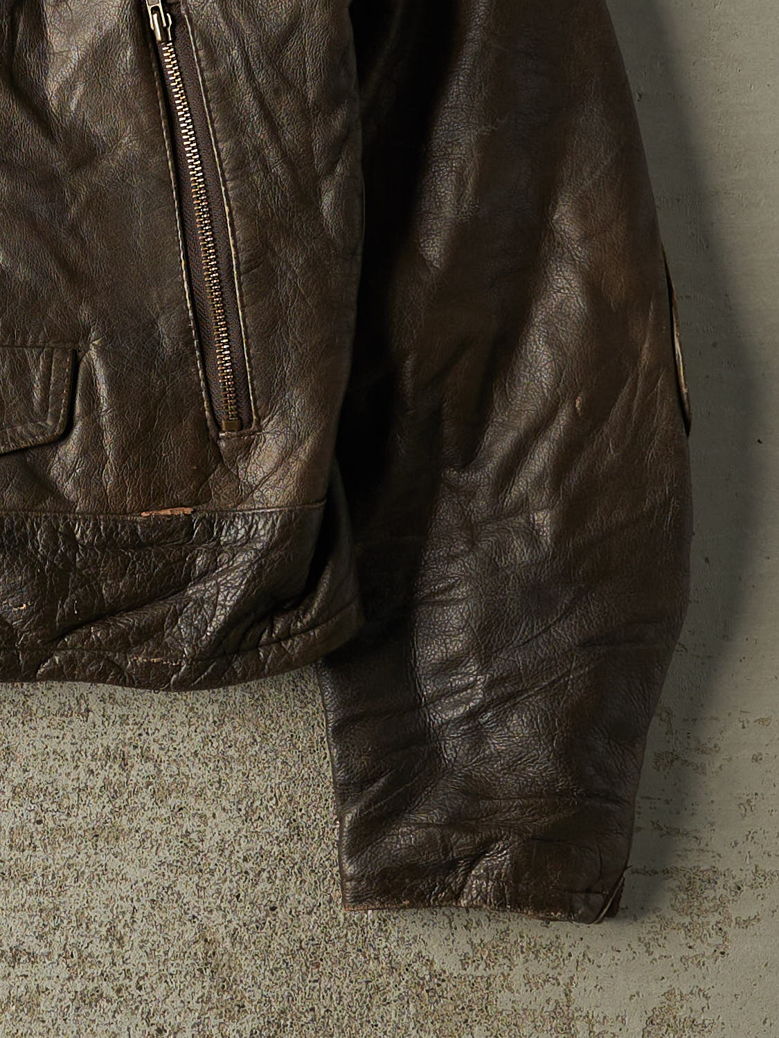 Vintage 90s Brown Biker Leather Jacket (S)