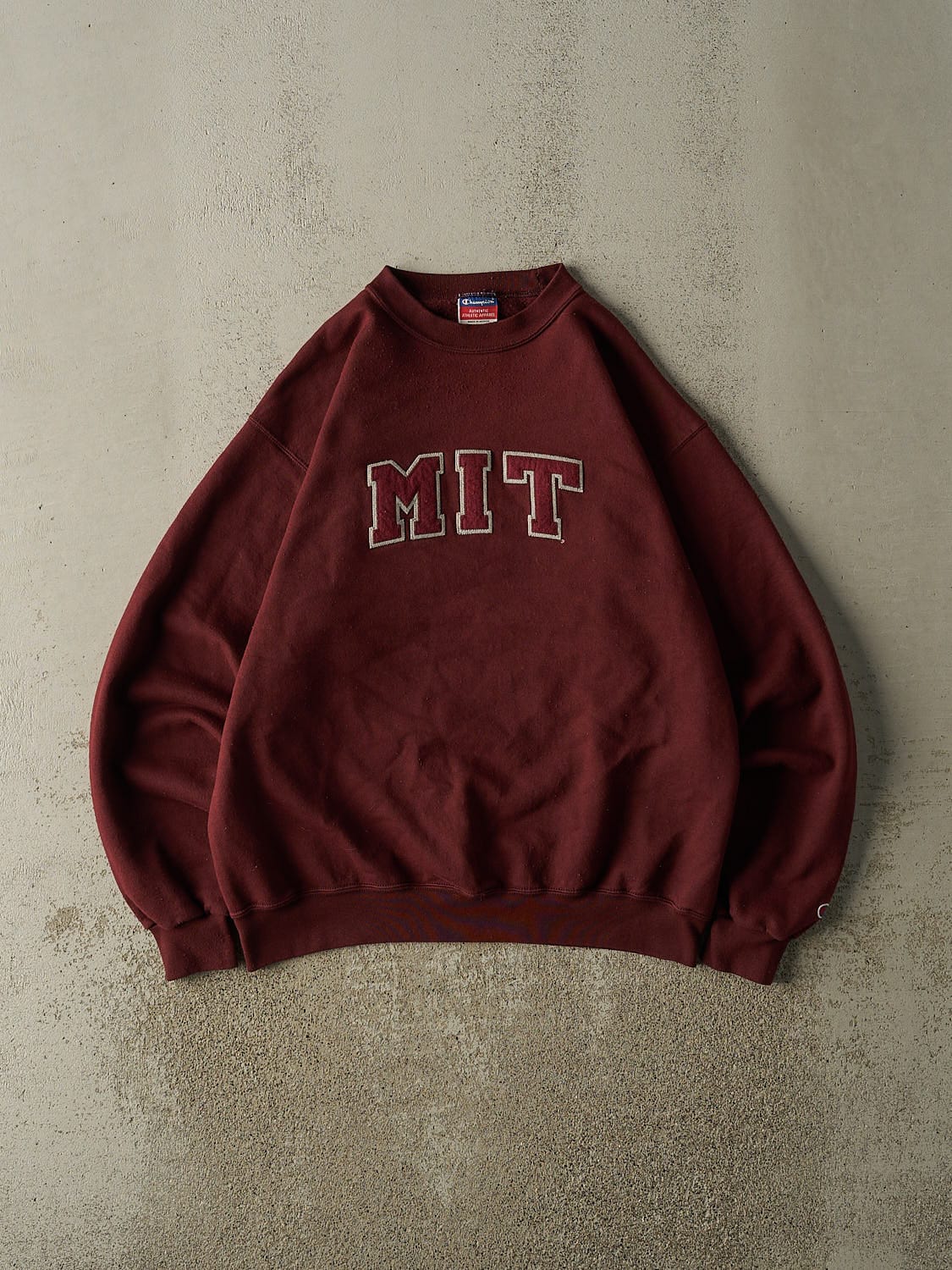 Vintage 90s Burgundy Champion MIT Embroidered Crewneck (L)