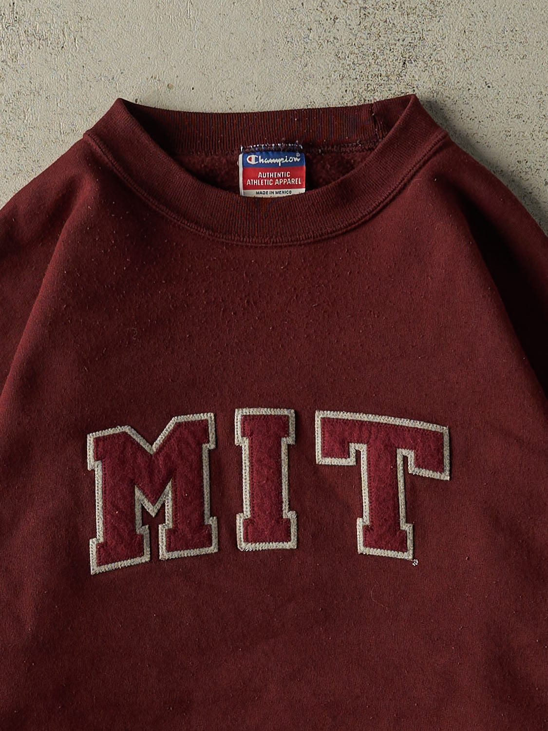 Vintage 90s Burgundy Champion MIT Embroidered Crewneck (L)