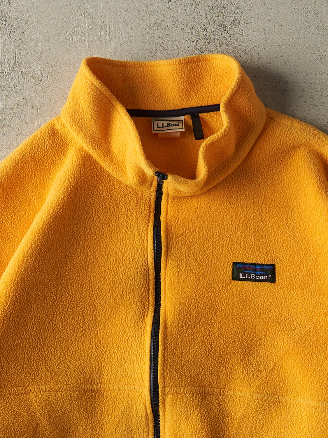 Vintage 90s Yellow LL Bean Zip Up Fleece Jacket (XL)