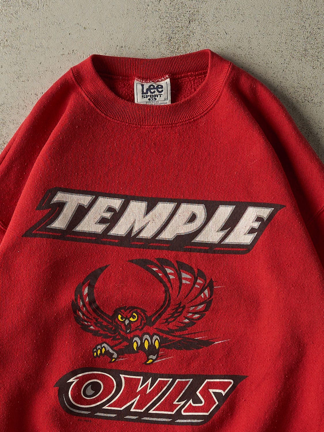 Vintage Y2K Red Temple University Owls Crewneck (L/XL)