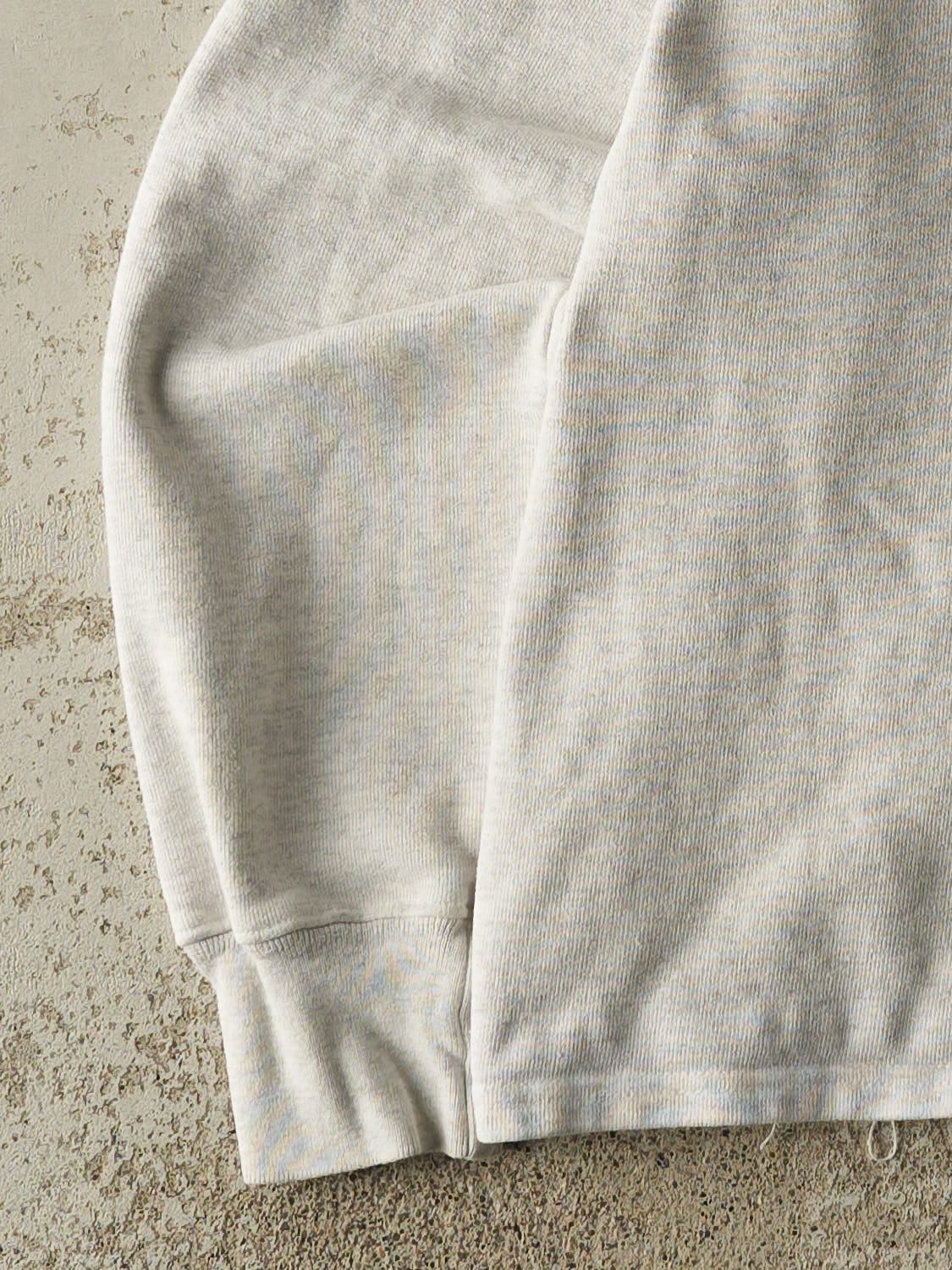 Vintage 90s Heather Grey Quarter Button Quinnipiac Embroidered Crewneck (S)