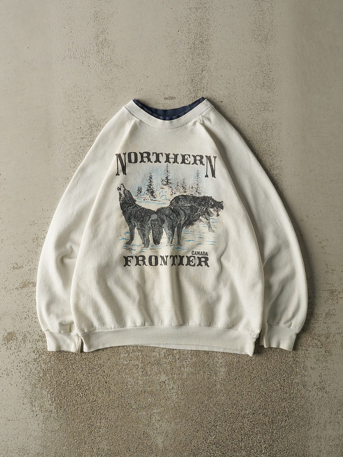 Vintage 80s White Northern Frontier Double Neck Crewneck (S/M)