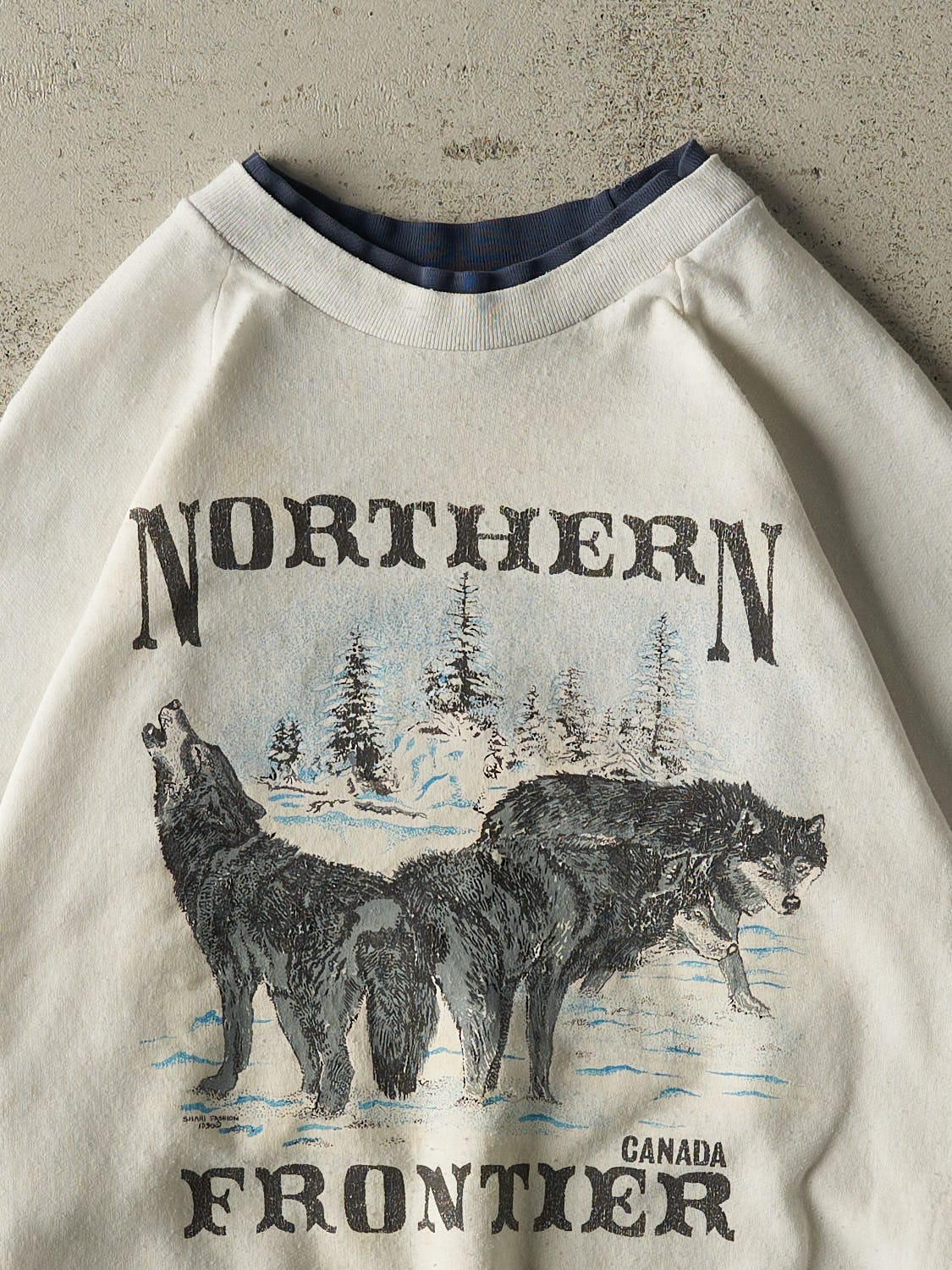Vintage 80s White Northern Frontier Double Neck Crewneck (S/M)