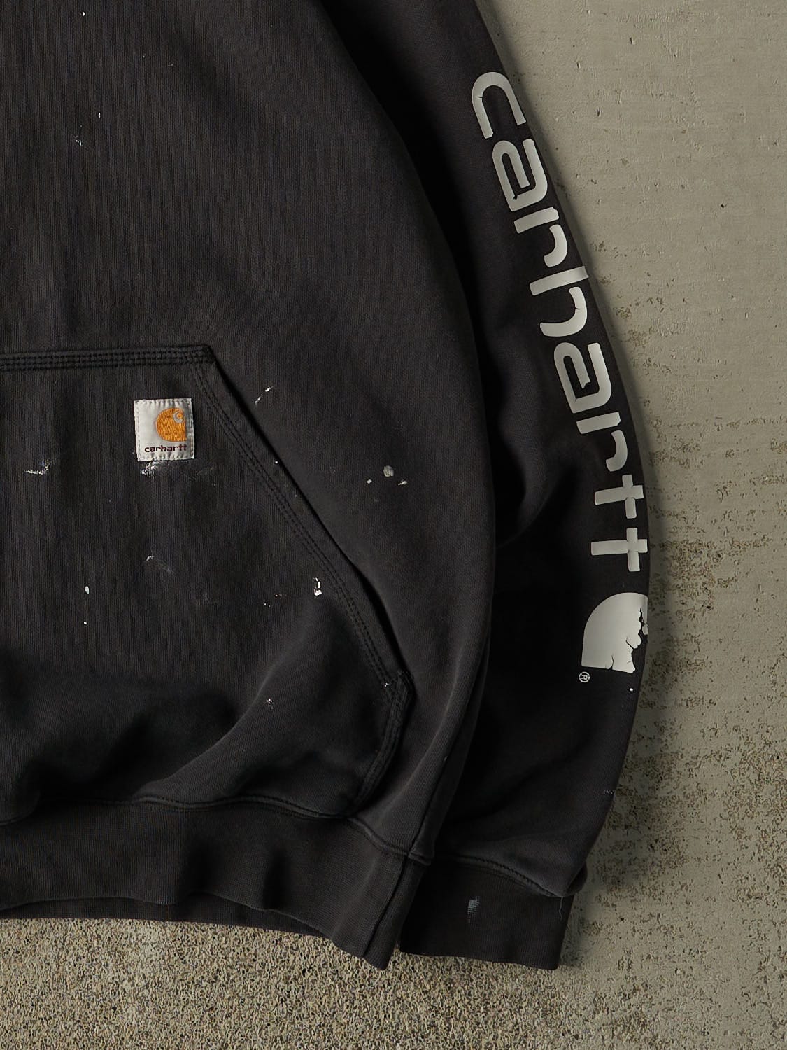 Vintage Y2K Faded Black Carhartt Hoodie (S/M)