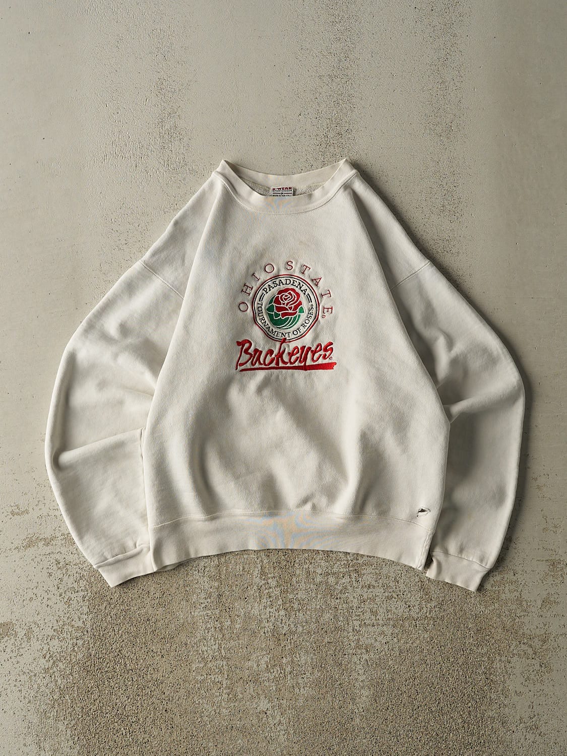 Vintage 80s White Ohio State University Rose Bowl Embroidered Crewneck (XS)