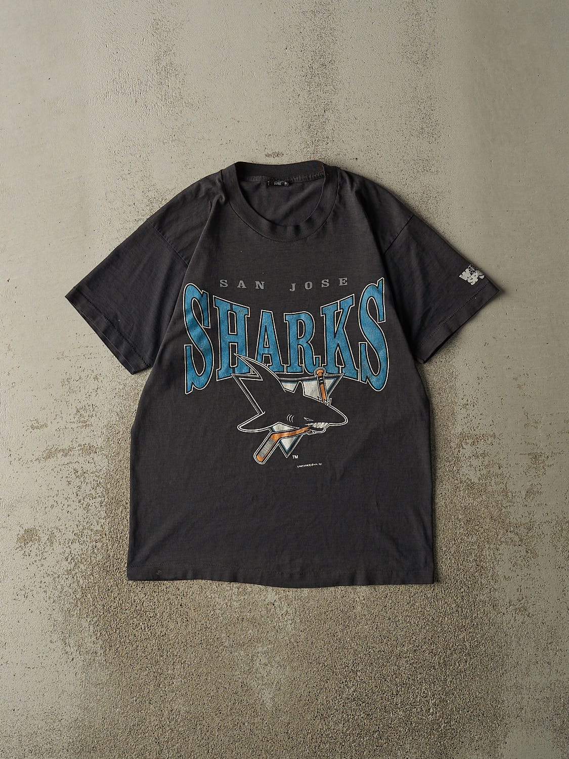 Vintage 91' Faded Black San Jose Sharks Single Stitch Tee (S/M)