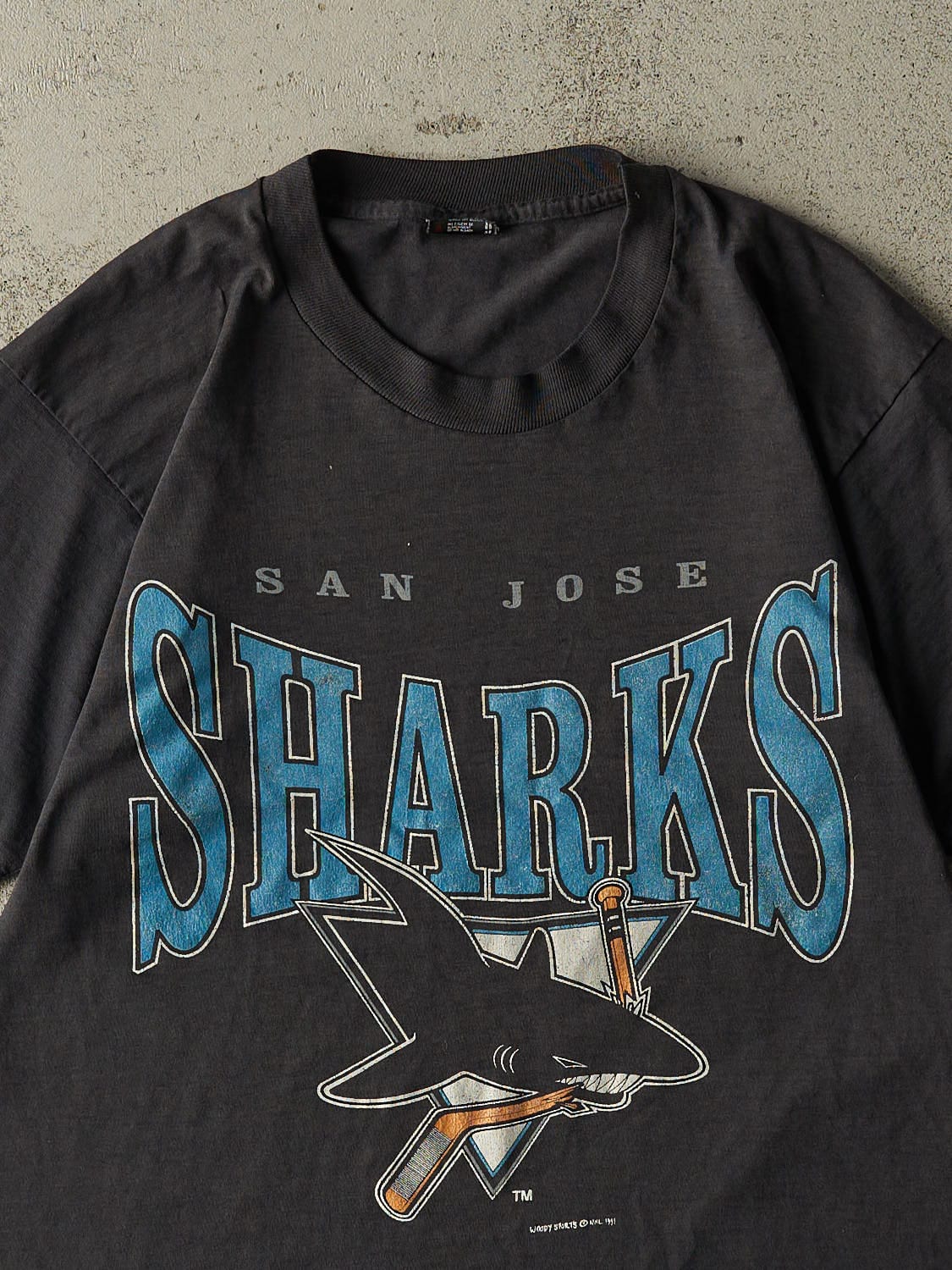 Vintage 91' Faded Black San Jose Sharks Single Stitch Tee (S/M)