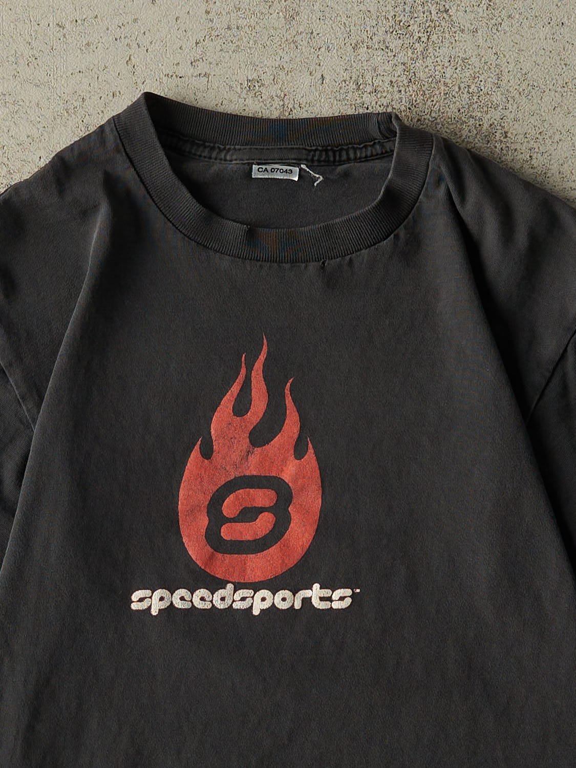 Vintage Y2K Faded Black Speed Sports Racing Baby Tee (XXS)