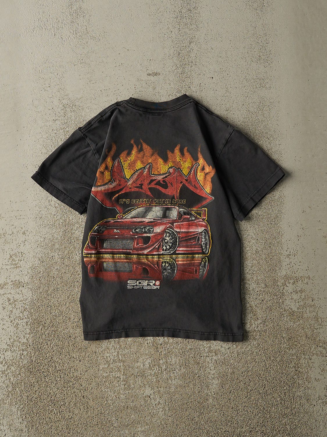Vintage Y2K Faded Black Speed Sports Racing Baby Tee (XXS)