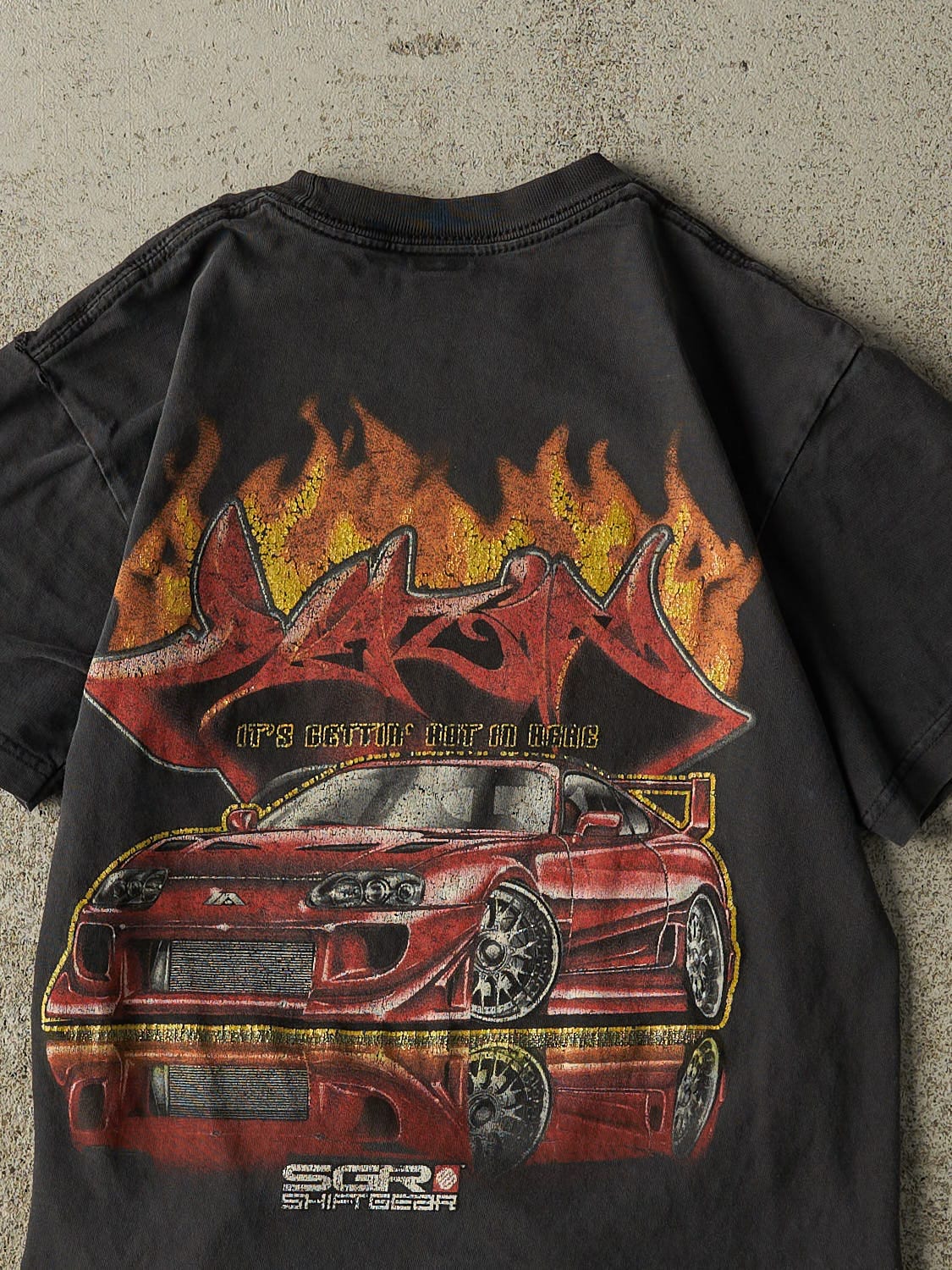 Vintage Y2K Faded Black Speed Sports Racing Baby Tee (XXS)