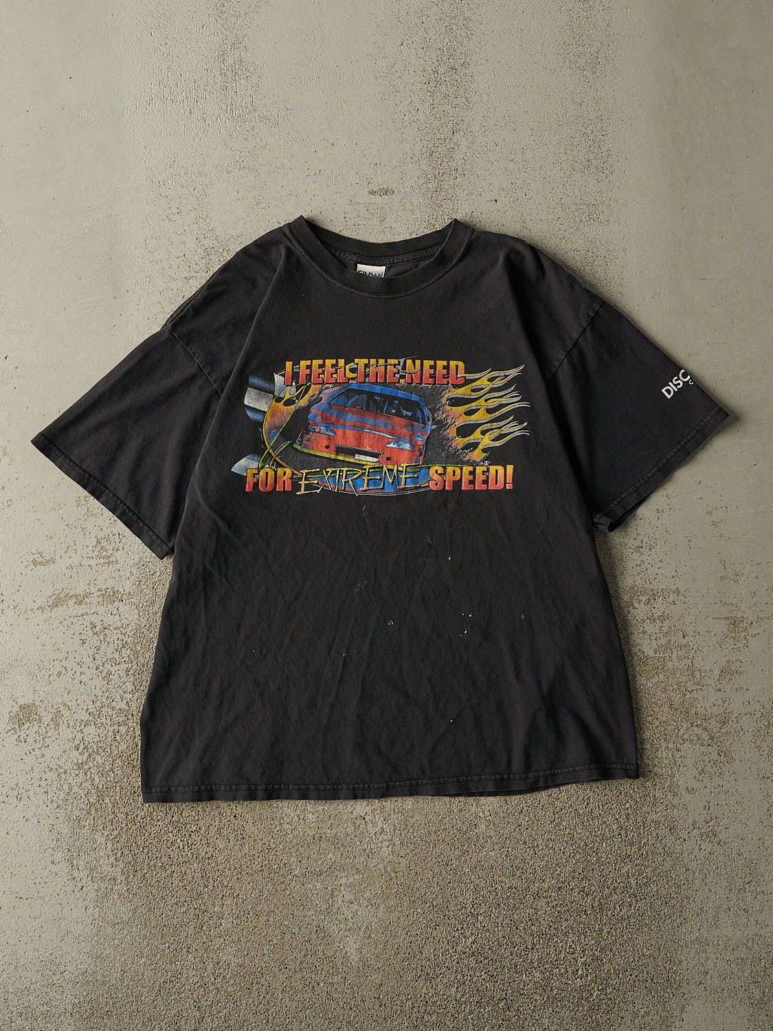 Vintage Y2K Black "Extreme Speed" Racing Tee (M/L)