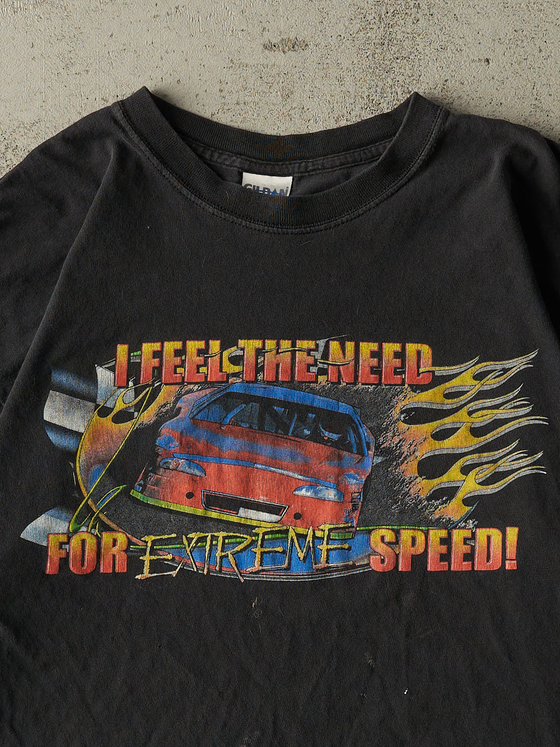 Vintage Y2K Black "Extreme Speed" Racing Tee (M/L)