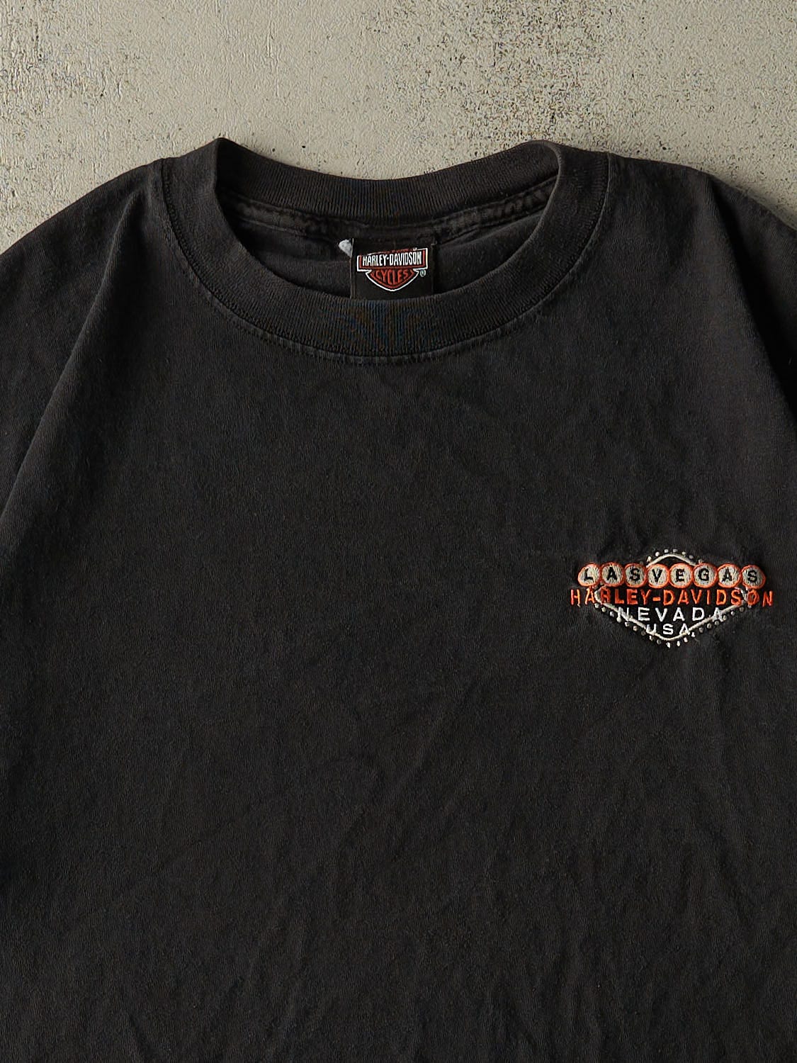Vintage 90s Black Harley Davidson Las Vegas Embroidered Tee (L/XL)